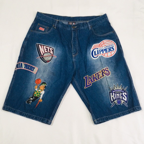 denim lakers shorts